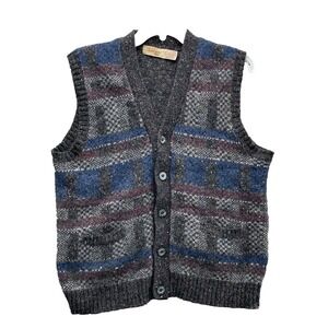 VTG The Fox Collection Wool Blend Sweater Vest Mens Large 90s Retro Grandpa Camp